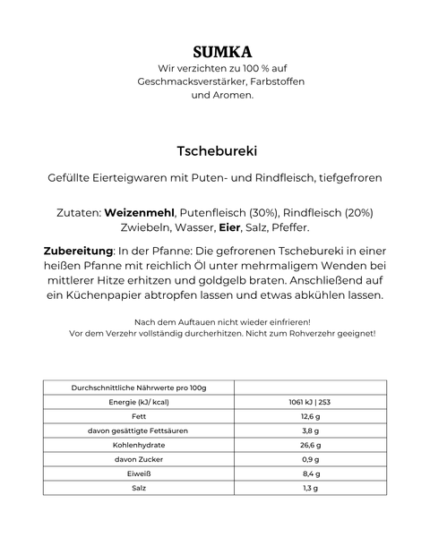 TSCHEBUREKI "Klassik" mit Puten- und Rindfleisch (tiefgefroren)